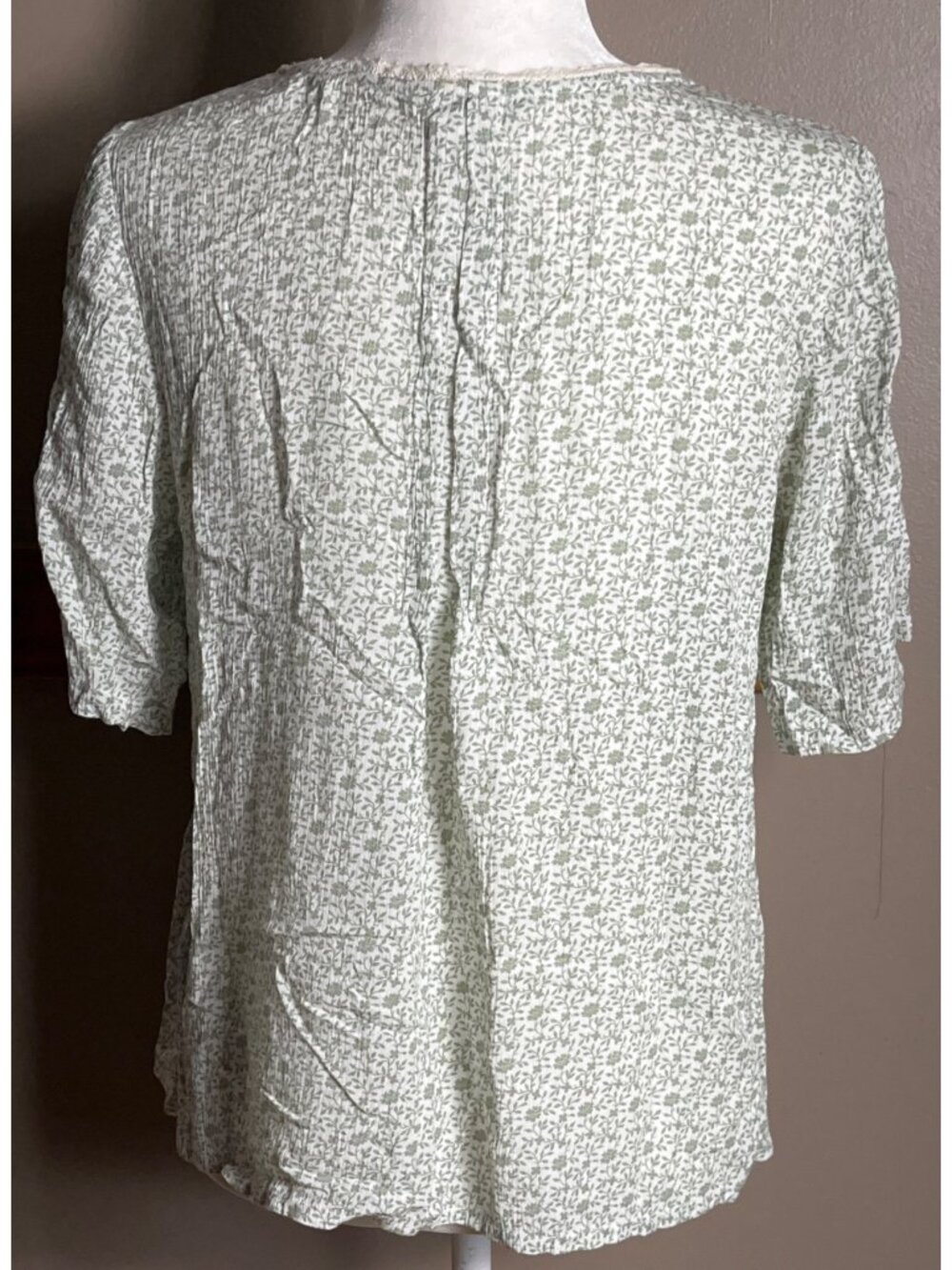 April Cornell Top Sage Micro Floral Cottagecore Prairie Peasant Dainty Wom XS - Picture 4 of 8